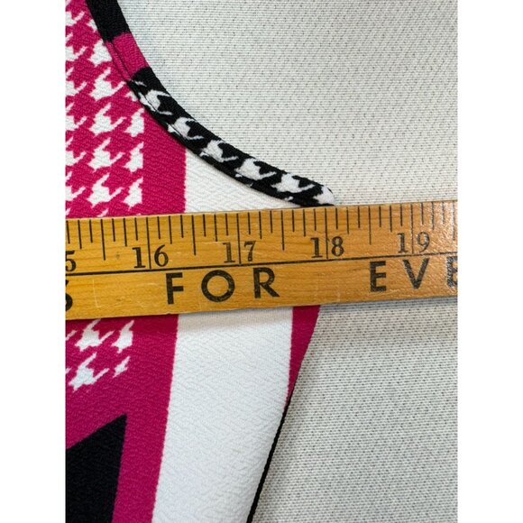 Emery Rose Womens Sheath Dress Size L Pink Black Houndstooth Abstract Sleeveless - Picture 7 of 13